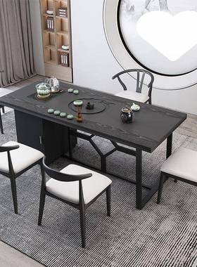 金茶乌桌15540椅组合中式茶几艺简约现代茶烧水壶石一体套装办公