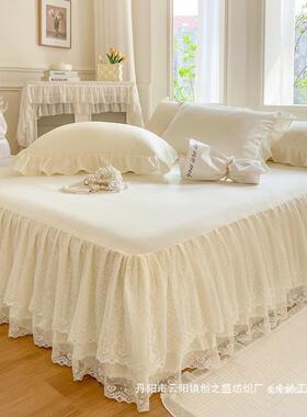 2南通直销裙zxdxzxc1Z20款5新款法式磨毛蕾丝床裙单件床罩床单带