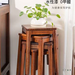 乌金木实木凳子家用可叠放餐桌凳矮凳小凳子板凳圆凳方凳结实耐用