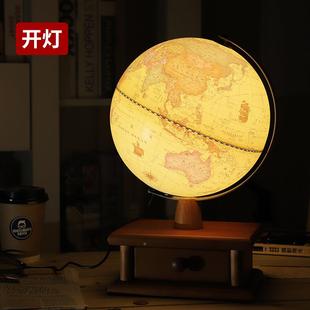 2cm仿古球点灯高清号地球仪台灯桌0抽屉摆件面复中古多442功能
