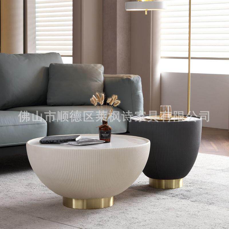 简约几代岩TKZ板组合轻奢母现子茶几客厅家用小户茶型圆形大小碗