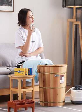 417邦勒泡脚加木桶桶脚木熏蒸桶足浴桶木质洗脚盆热家用过膝高实