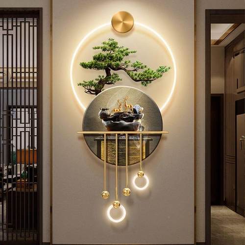 新中茶室迎客松角玄MGC关装饰画梯走廊过道壁画灯楼间转入户门挂