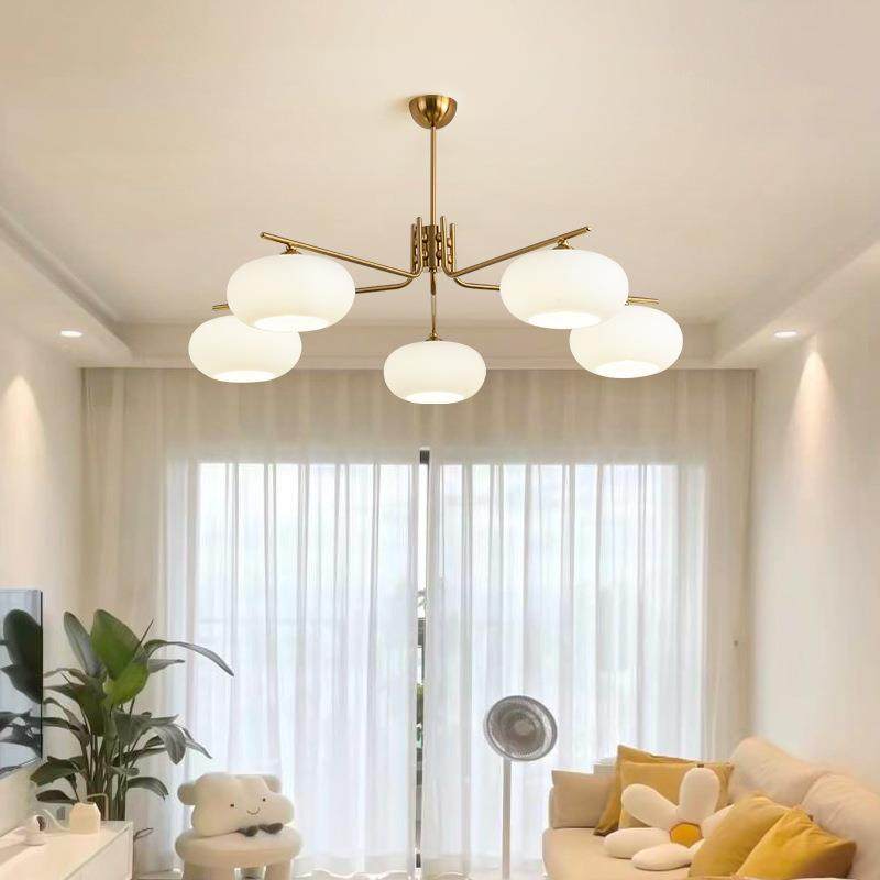 柿子灯奶油风网红田吊园风简客现厅灯约代卧UOD室灯led餐厅灯大厅