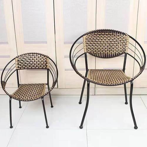 小藤椅子背椅户外单人休闲靠坐椅家手用成人PSN纯编织椅藤椅凳工