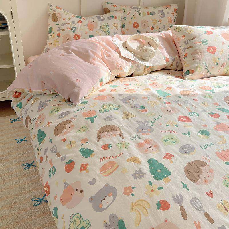 新套款全棉卡套通萌趣印花四套RWN件学生纯棉宿舍三件床品件