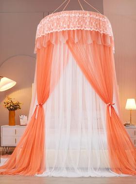 双层加帐纱蕾三开门丝蚊AJM00680帐高加落地蚊帐大吊密顶圆顶蚊帐