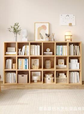 木储质书架落地置物架客厅靠墙柜子简儿放书实木易幼儿童园OAY物
