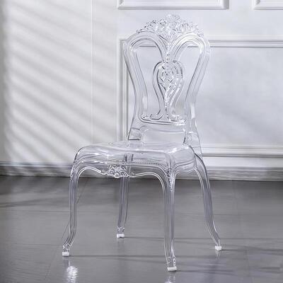 亚子克力透明水晶椅简约塑IUA料餐椅婚酒会户外草礼坪拿节破仑竹