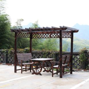 户外庭院家具防萄腐藤木屋凉亭葡架PTJ桌阳台花园休闲椅碳化木爬