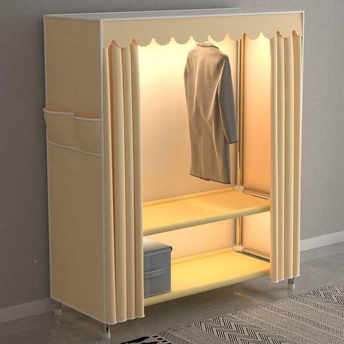 粗简易衣柜出租加房家用组装结实耐用橱钢PSQ管卧室加固收纳衣布