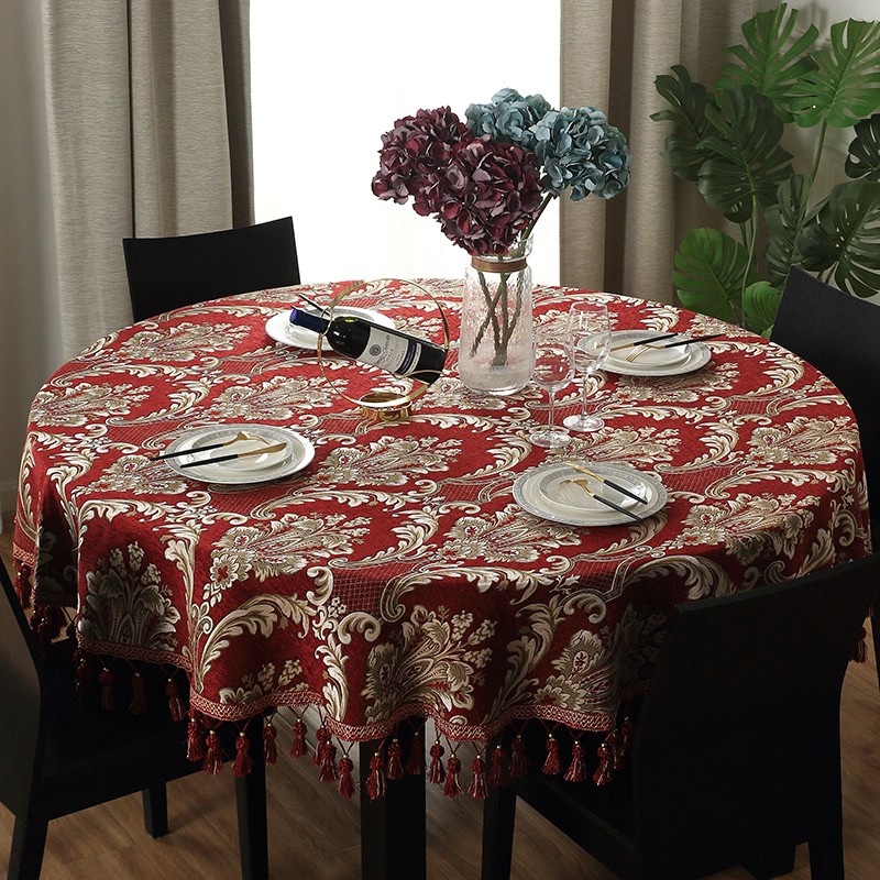欧式餐桌红色台布庆婚庆台布长方形椭圆形酒店台布圆桌布布艺圆形