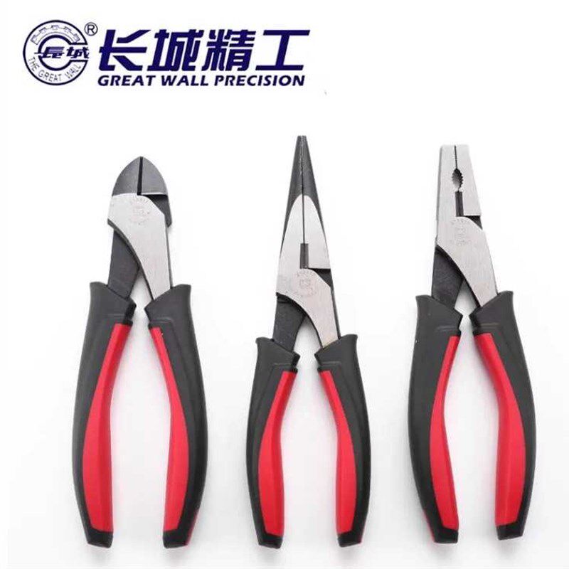 长城精工工业级省力柄钢丝钳尖嘴钳斜嘴钳老虎钳平口钳7寸211417