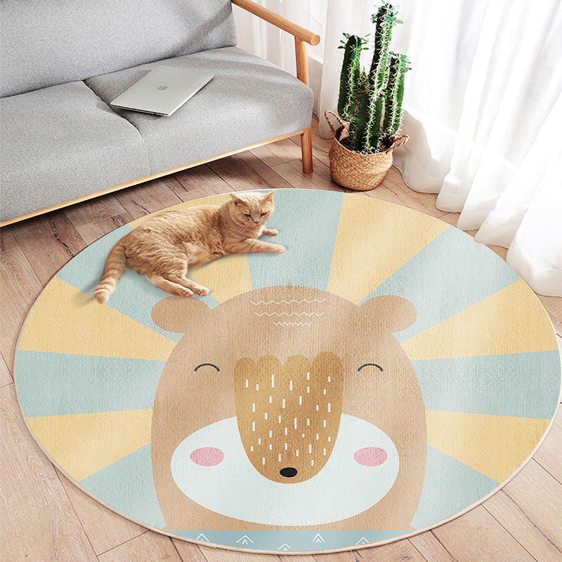 卡通圆形地毯客厅卧室吊篮电脑转椅餐书课桌儿童房间少女床边垫子