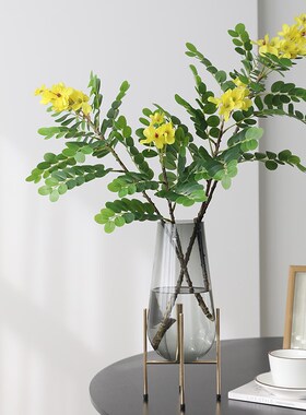 黄槐花仿真花假花摆设客厅仿生花客厅餐桌玄关装饰品花艺插花摆件