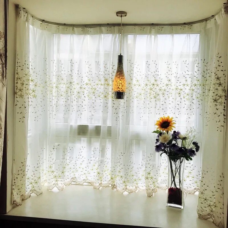 白纱韩式窗纱清新田园蕾丝窗帘成品绣花阳台纱帘定制公主卧室飘窗