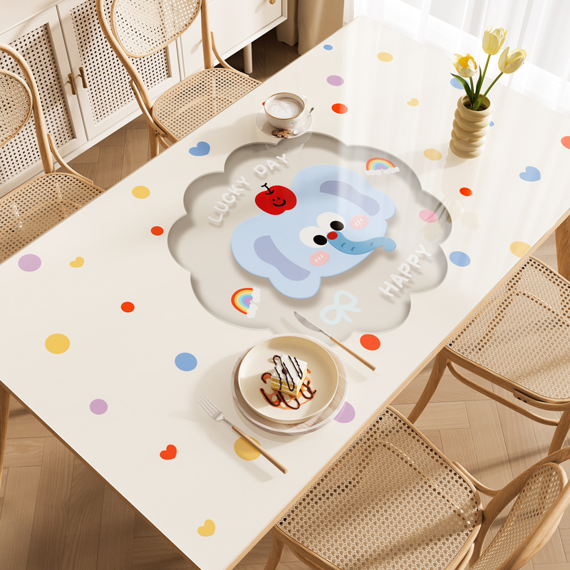 卡通桌布防水防油免洗软玻璃餐桌垫台布家用防烫隔热桌面保护垫子