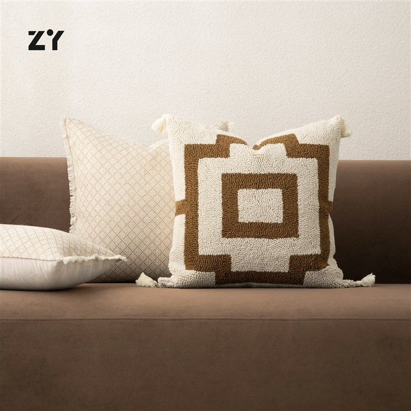 致悦【中古侘寂】棉麻米咖色抱枕沙发靠枕别墅客厅腰枕高档抱枕套,居家布艺,靠垫/抱枕,淘宝优惠券,粉丝福利购,淘宝优惠卷