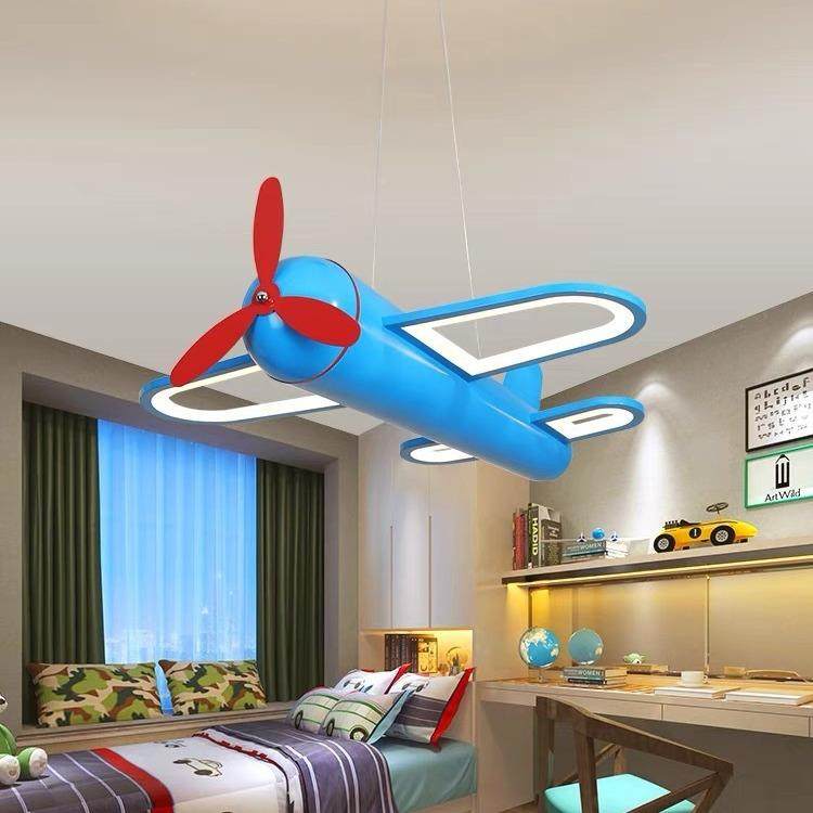 卡通铁15艺蝴蝶型飞机吊灯童创意简约档儿灯卧幼室客厅儿高园