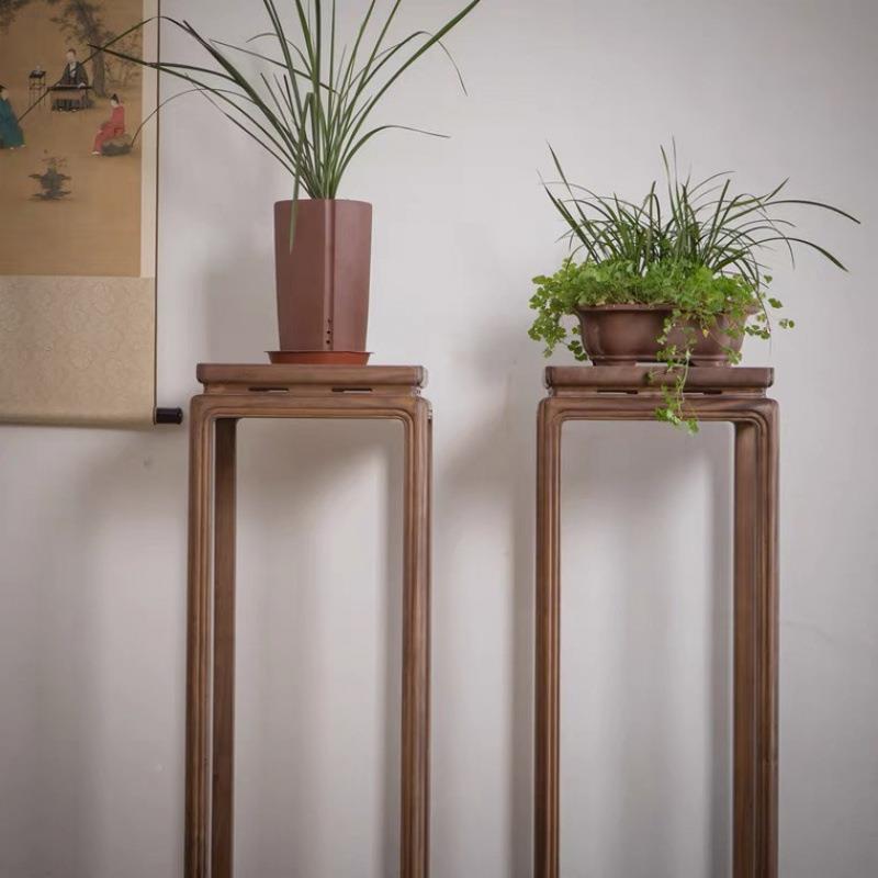 新中式花老无品牌/榆木家用实木栽花架子几简现代客厅约高档盆架