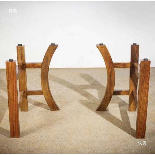 坎奥实木桌腿胡桃木茶桌腿茶板茶台餐支桌书桌架黑A类檀实木三桌