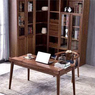 书北美黑胡桃木架三门角书柜转组合PWR玻璃门中式 全实木书柜书橱