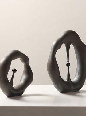 现简约创意抽酒象几何圆圈摆件样板间面店65818客厅书架桌装代饰