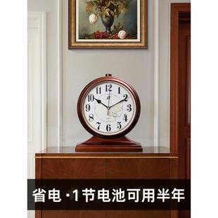 摆钟钟客厅家用石英台式座复古桌摆面钟表坐摆放式时钟钟旺百城件