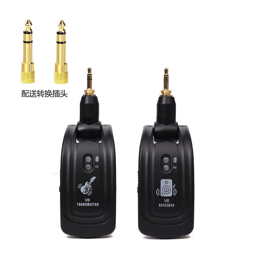 v6无线接收发射器电吹管电贝司电子琴收发器无线3.5插头转换头