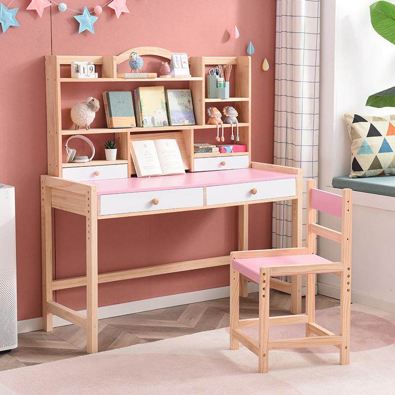 实木桌80cm书书降架组合多层学生学习家用套卧ZUM室可升写字桌椅