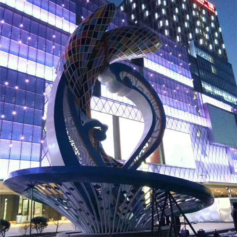 大型不锈钢雕塑厂家广场商场地标性建筑物金属落地装饰景观摆件