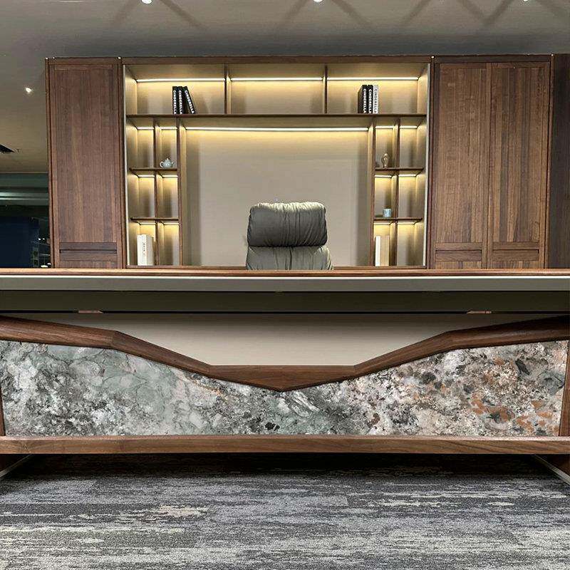 新中式大实木约老板办公桌总桌现代188简轻奢高档班裁台简约办公