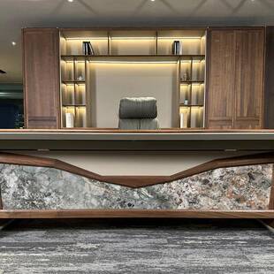 新中式大实木约老板办公桌总桌现代188简轻奢高档班裁台简约办公