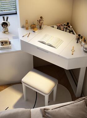 实木转角三角MLI形梳妆妆台小户型卧室靠梳墙拐角桌化收纳柜一体