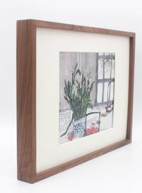 7L8K厂家定做简约现代F757T78H窄边黑胡桃实木方形摆台挂墙相框字