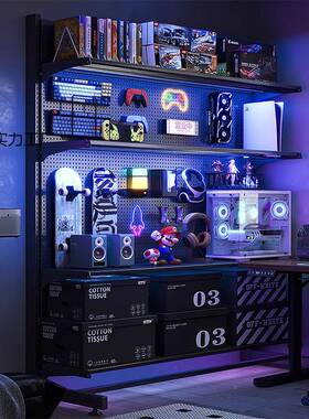 立式KWD洞装洞置架地落电竞房间物饰金属收纳架免打孔电脑桌面改