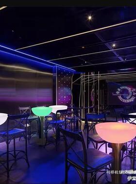 酒吧桌椅清吧发V光聚高脚桌圆形吧台桌茶几XUN户外会KT椅圆形桌组