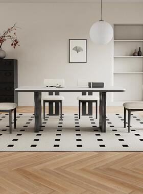 9W中古风实复木餐桌轻奢长CZ-1111方形饭桌法式古小型白色户餐岩