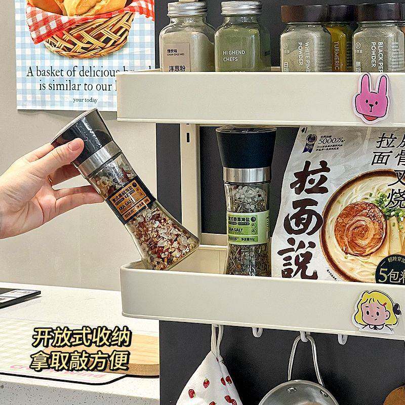 冰箱磁吸收纳盒装饰贴厨房多层调味料保鲜膜收纳架冰箱侧边置物架