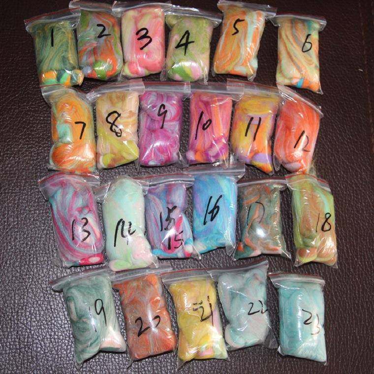 VKH6S羊混色羊毛夹花条羊毛6手工戳戳乐毛毡材料包