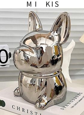 高档法斗纸纸奢巾盒客厅餐巾纸盒子陶瓷02247抽盒创意茶几摆件轻