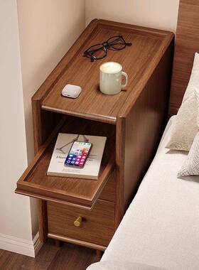 实木床头家柜实全木OHX小型公分缝极窄柜用卧室公分床边超窄夹柜