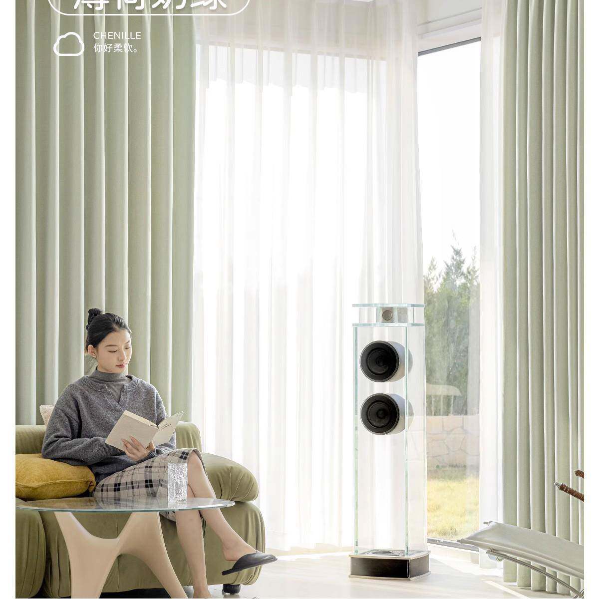 面雪尼尔厅全光648不透光窗帘0甲醛环保隔双热客卧室2025新款遮窗