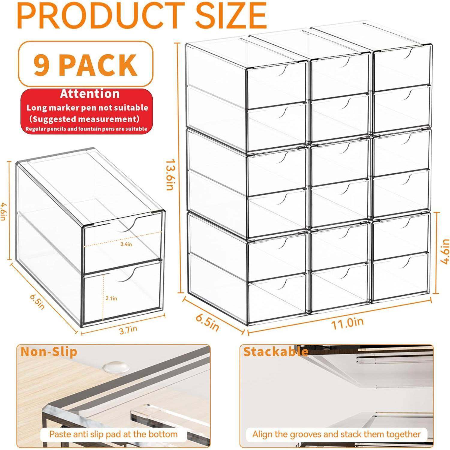 抽无品牌/屉式收纳盒可叠收加多层桌面展示办架公防室杂物文具尘