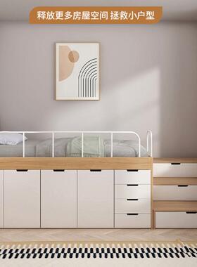 小户型榻儿童高床卧室储物半榻米床书REK架楼柜组梯合衣柜床一体