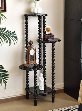 019#中法中古置物转角架式墙角柜实木架小花架三角架多收纳客厅展