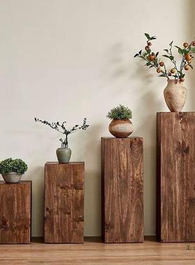 木方花架墩子用客厅玄家关茶几实复古民宿装饰原木木桩底NNR座形