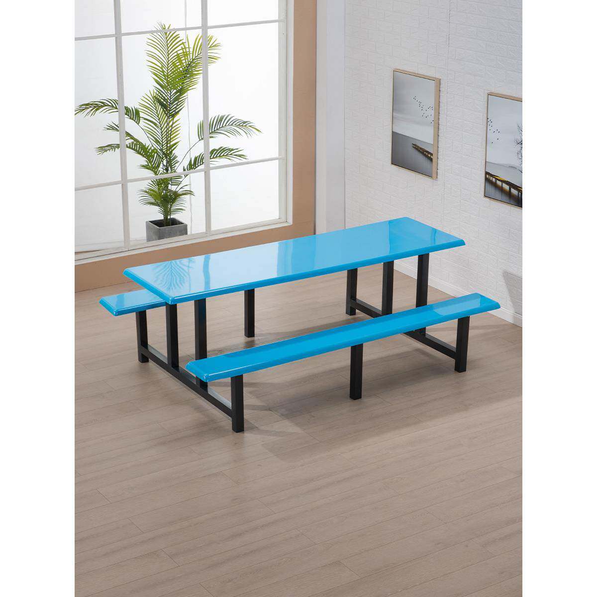 食堂餐桌椅8学校KKU学生员厂桌4人6人人连体快餐椅工不锈钢可订餐