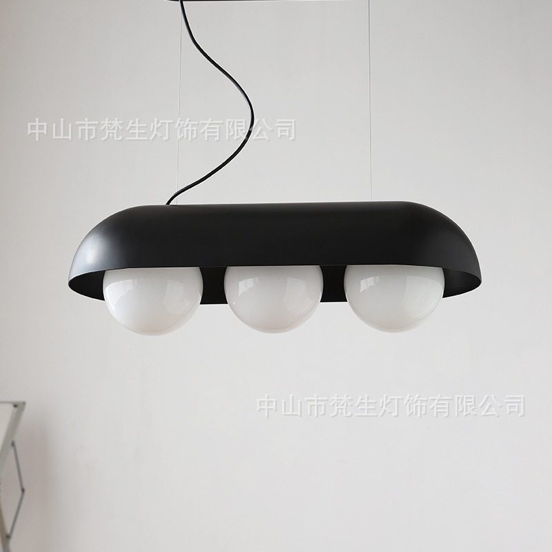 意式现代简约餐厅吊灯创意吧台北欧长条餐桌岛台黑色豆荚灯具