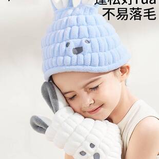 儿童干发帽女童吸水速干浴帽珊瑚绒A类宝宝洗头免吹包头毛巾